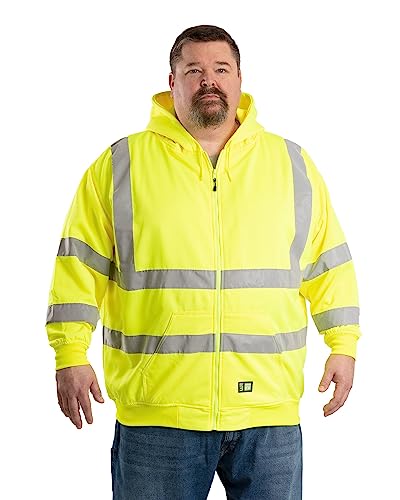 Berne Men's Hi-Vis Class 3 Lined Hooded Sweatshirt, XXXX-Large